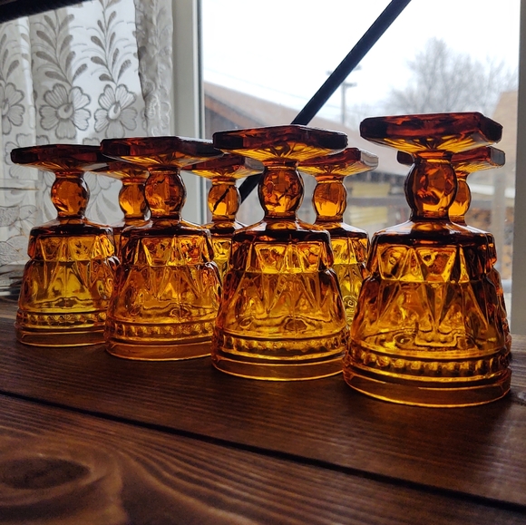 Additional 4 Park Lane Amber glass goblets